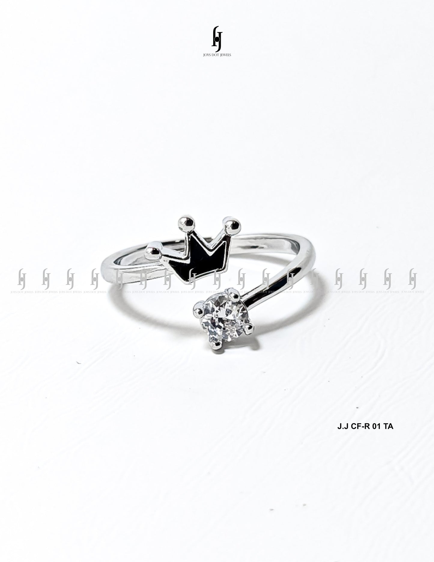 Adjustable Silver Ring with Black Accent