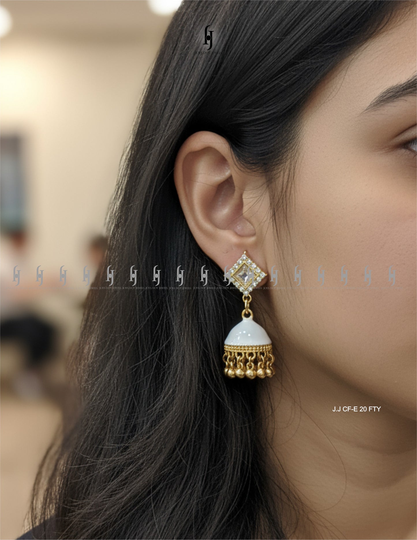 White Crystal Jhumki