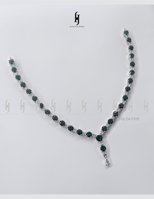 The Silver Emerald Indian Necklace Set