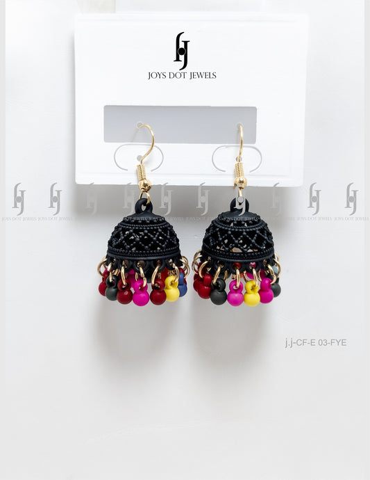 Pink Pearl Hoop Jhumki Earrings