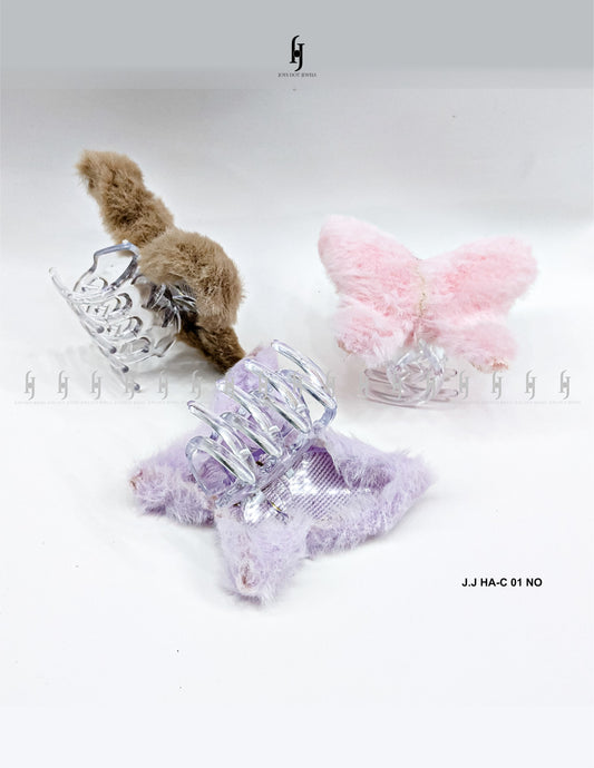 Butterfly Faux Fur claw Clip