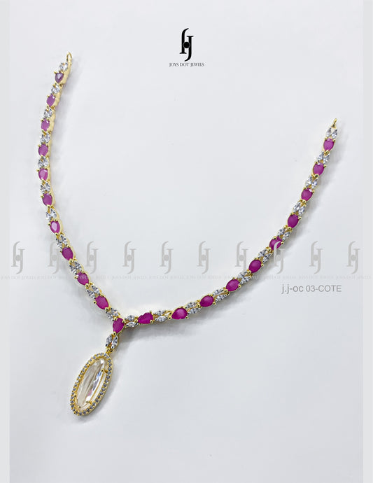 Elegant AD Teardrop And Crystal Necklace Set