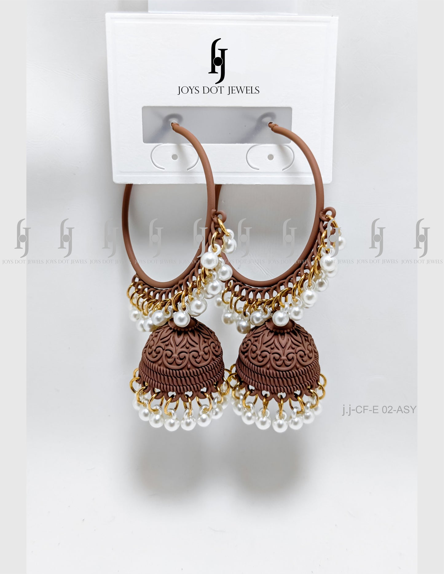 Golden Lattice Jhumka Earrings – Pearl Fringe Elegance