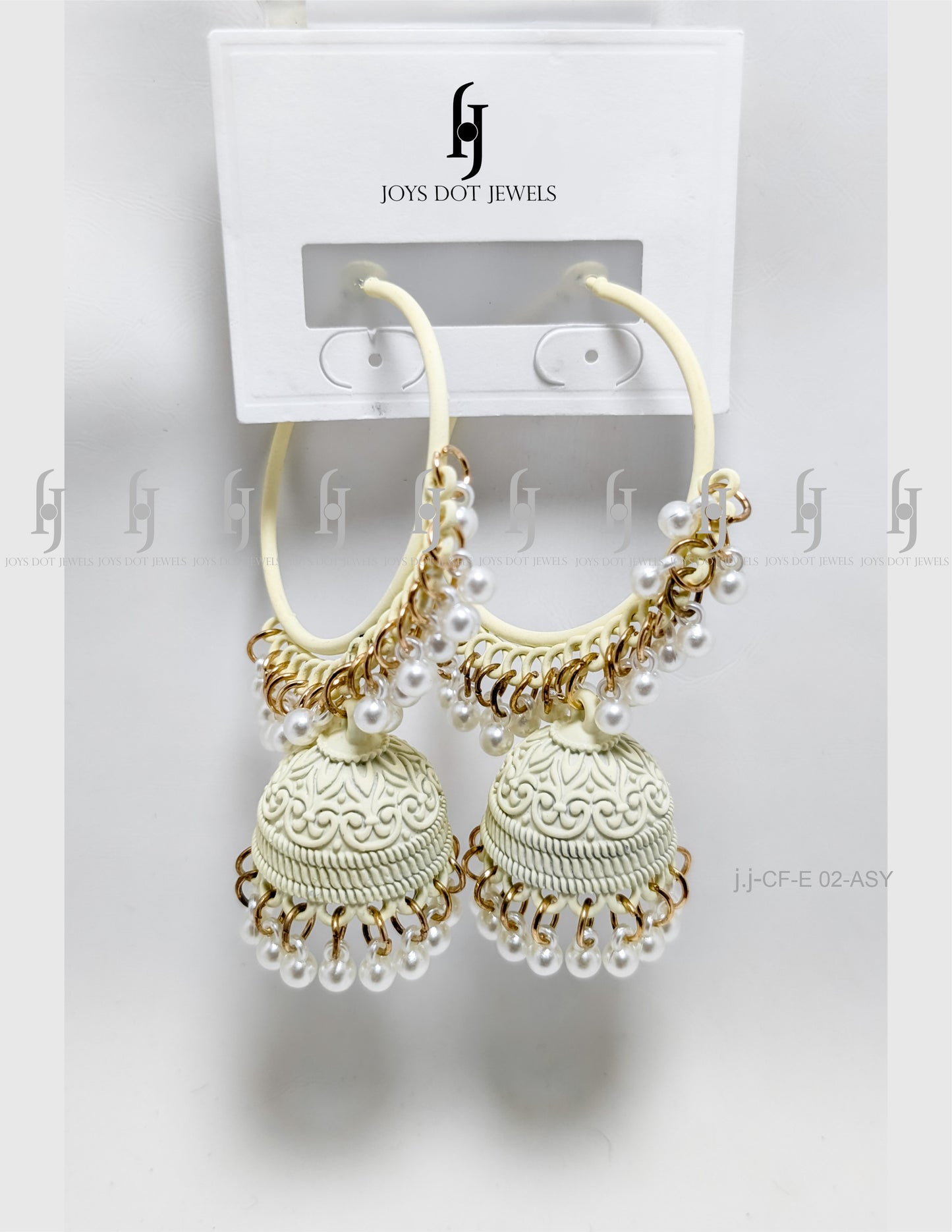 Golden Lattice Jhumka Earrings – Pearl Fringe Elegance