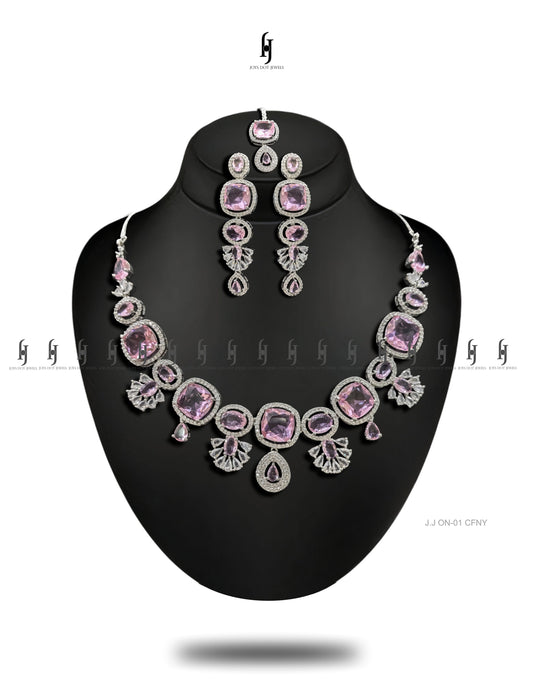 One-Carat Oval Diamond Ruby Necklace with Earrings