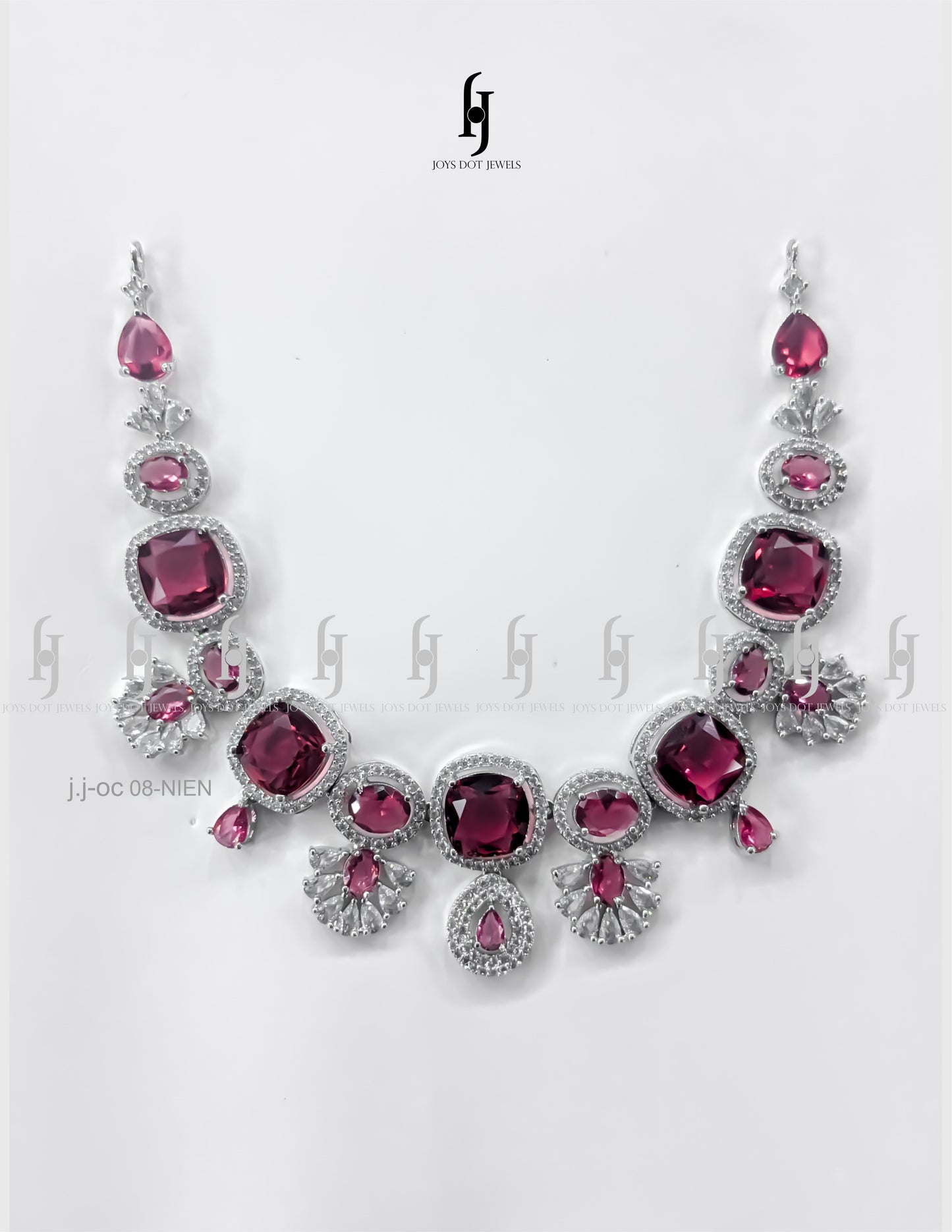 One-Carat Oval Diamond Ruby Necklace with Earrings
