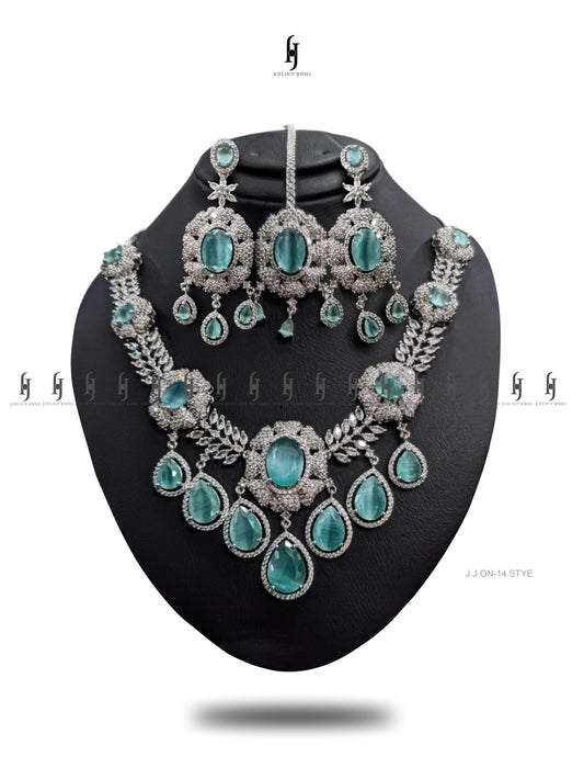 One-Carat Sapphire Necklace Set with Earrings