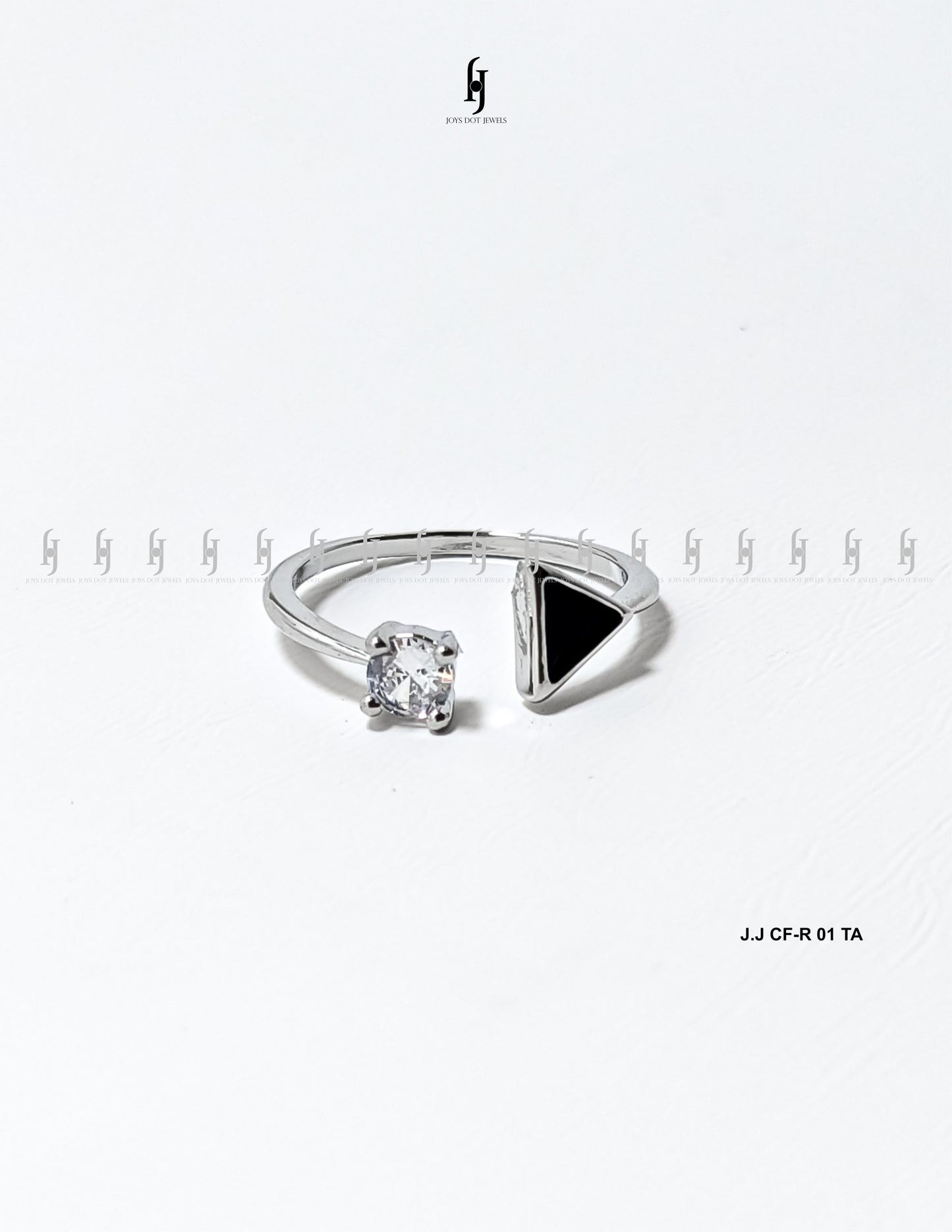 Adjustable Silver Ring with Black Accent