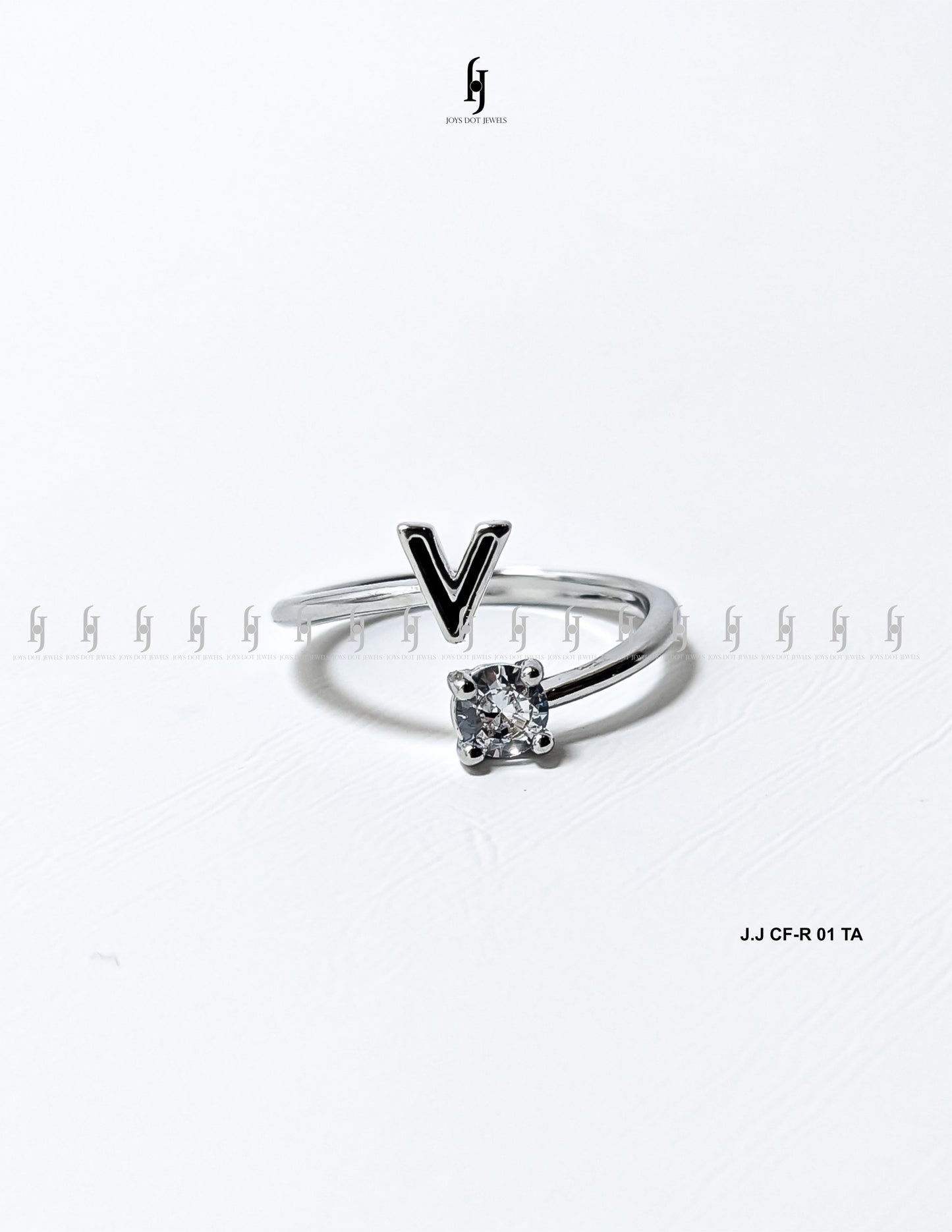 Adjustable Silver Ring with Black Accent