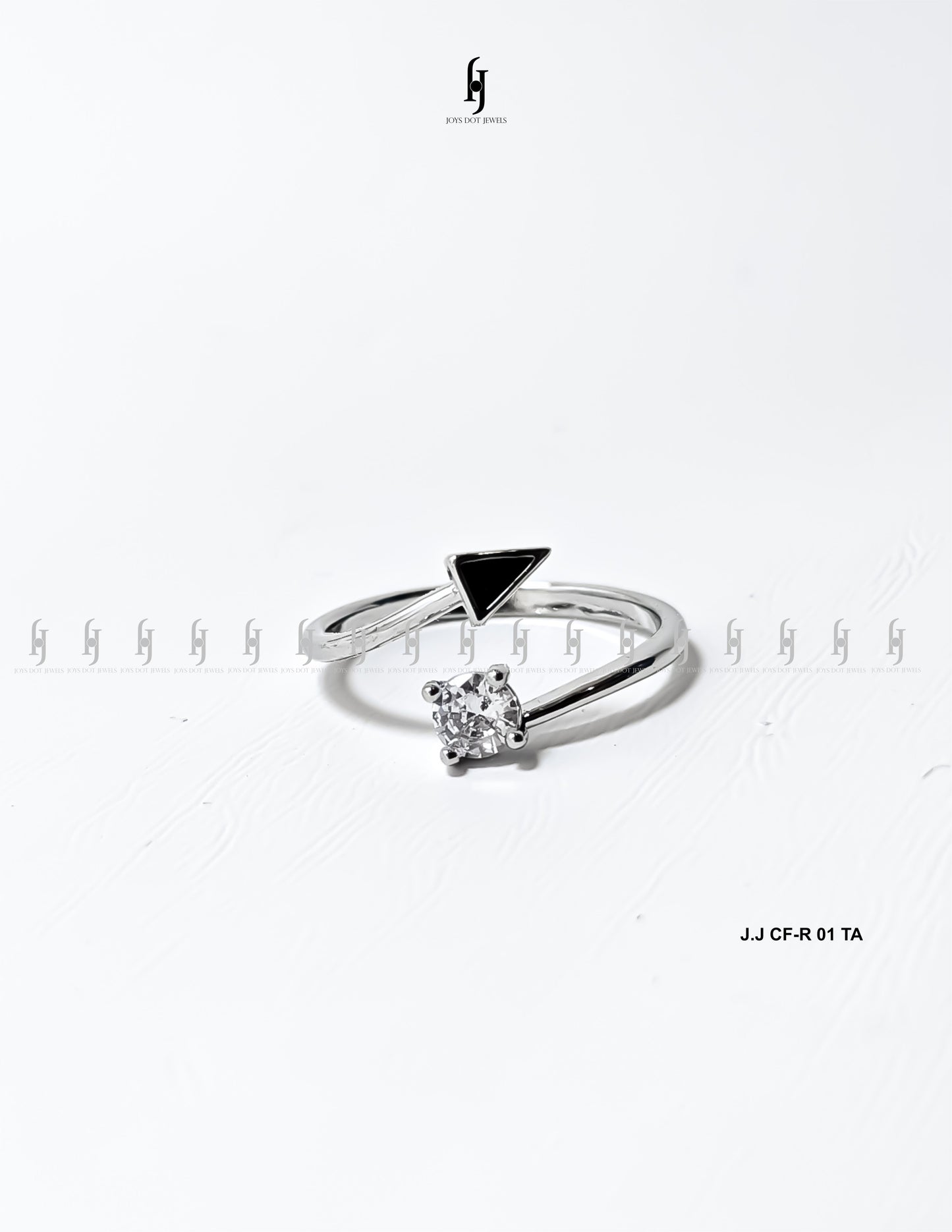 Adjustable Silver Ring with Black Accent