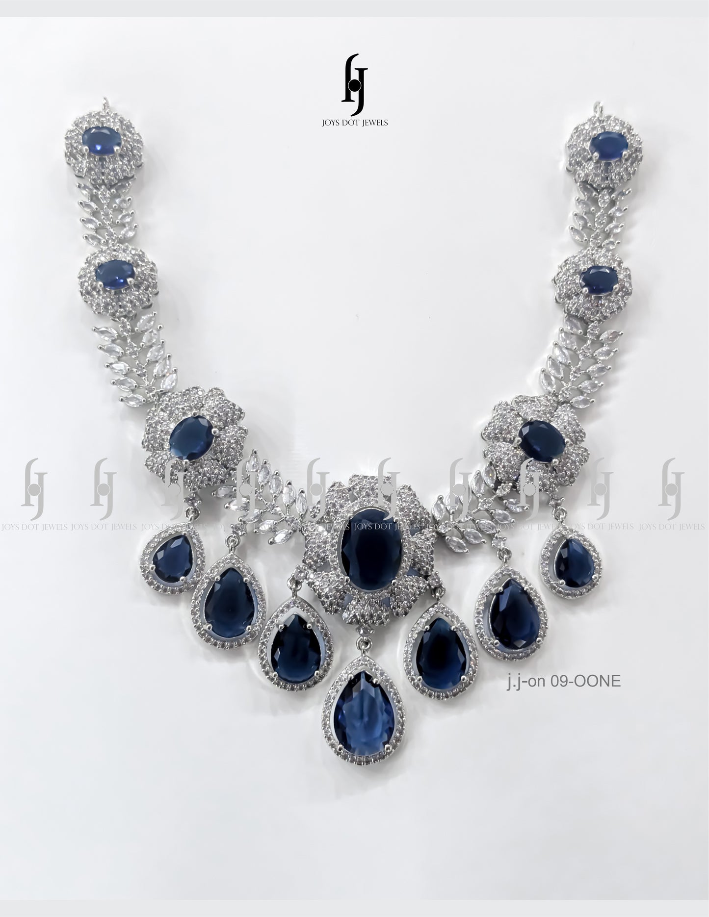 One-Carat Sapphire Necklace Set with Earrings