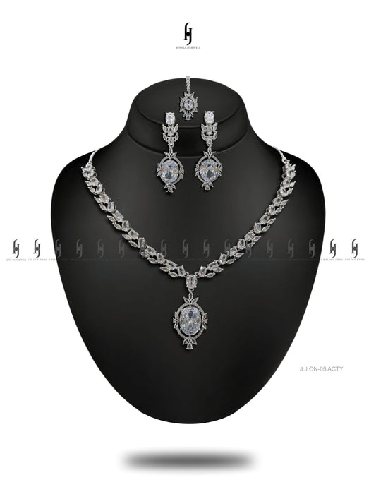 Zircon Necklace Set with Drop Earrings