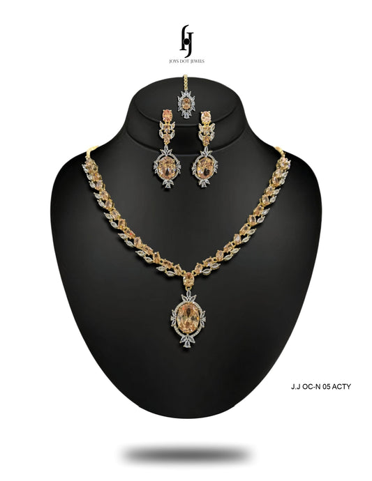 Zircon Necklace Set with Drop Earrings