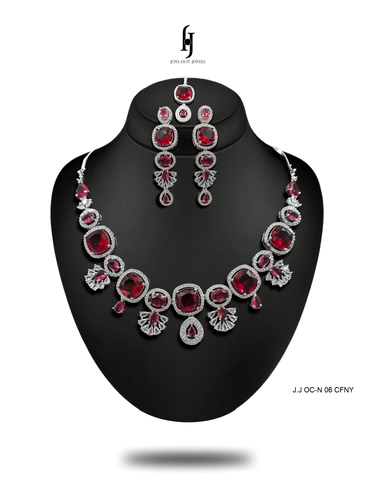 One-Carat Oval Diamond Ruby Necklace with Earrings