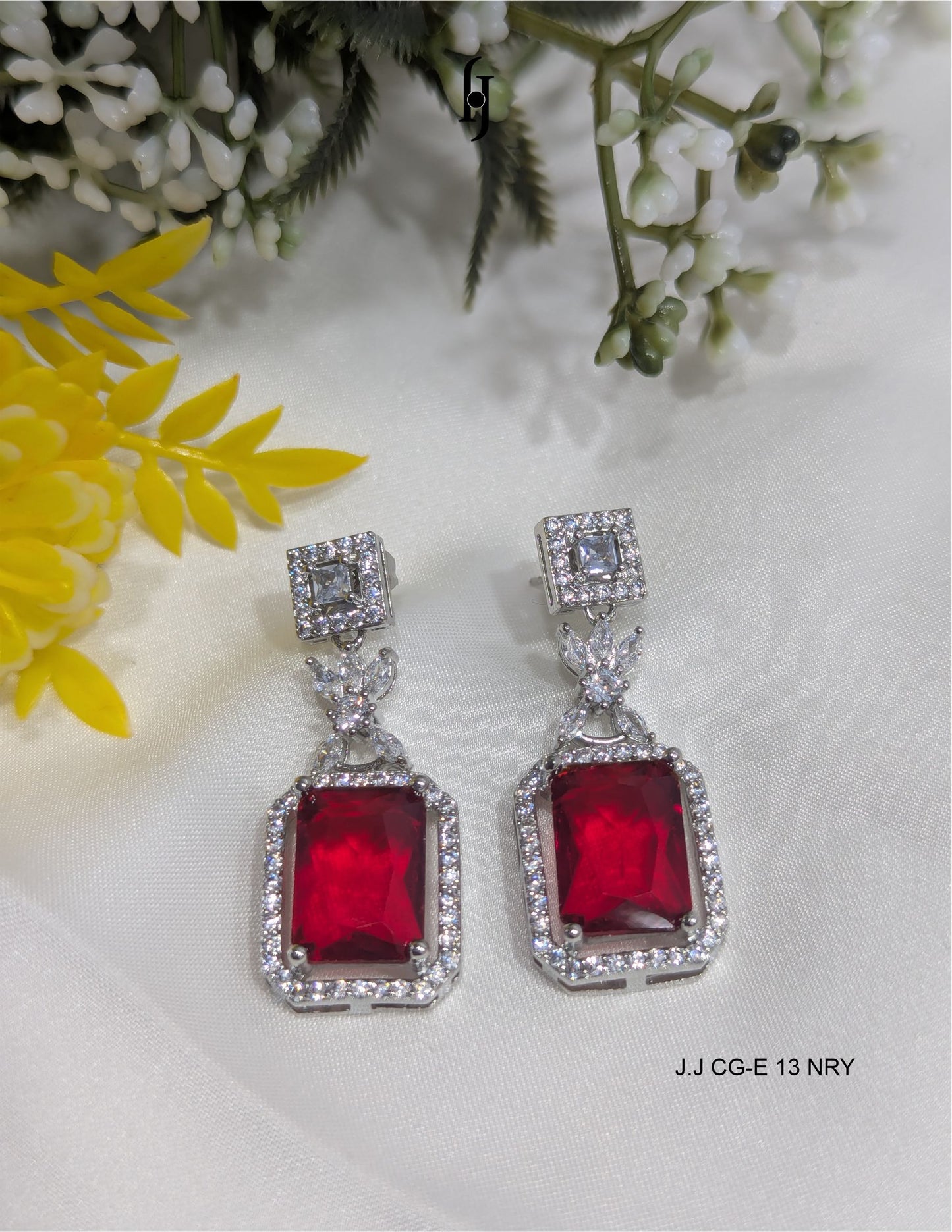 Royal Emerald Cut Halo Earrings