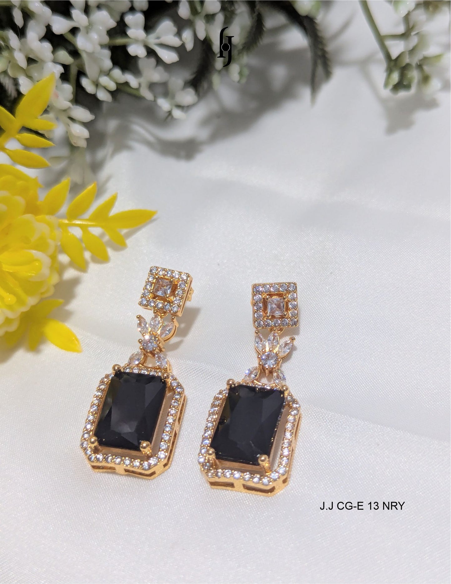 Royal Emerald Cut Halo Earrings
