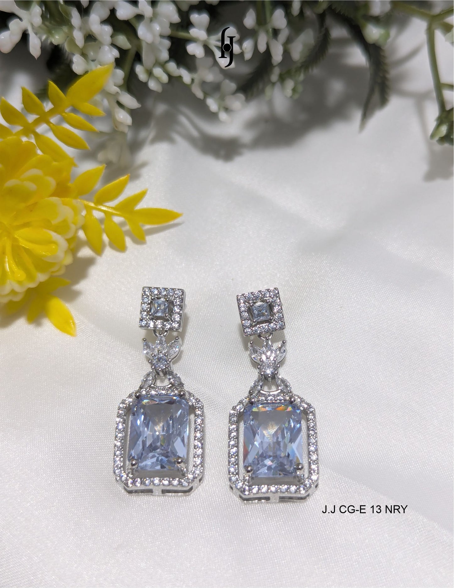 Royal Emerald Cut Halo Earrings