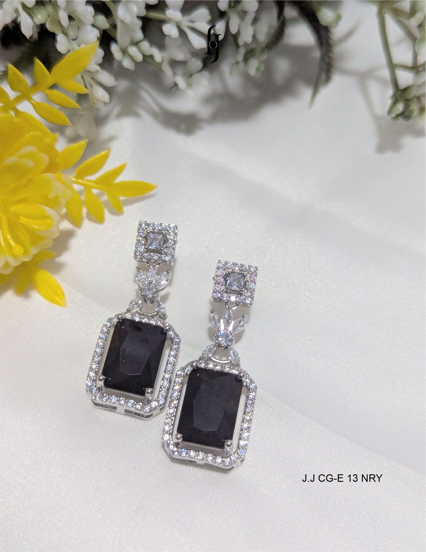 Royal Emerald Cut Halo Earrings