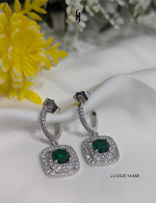 Square Halo Drop Earrings