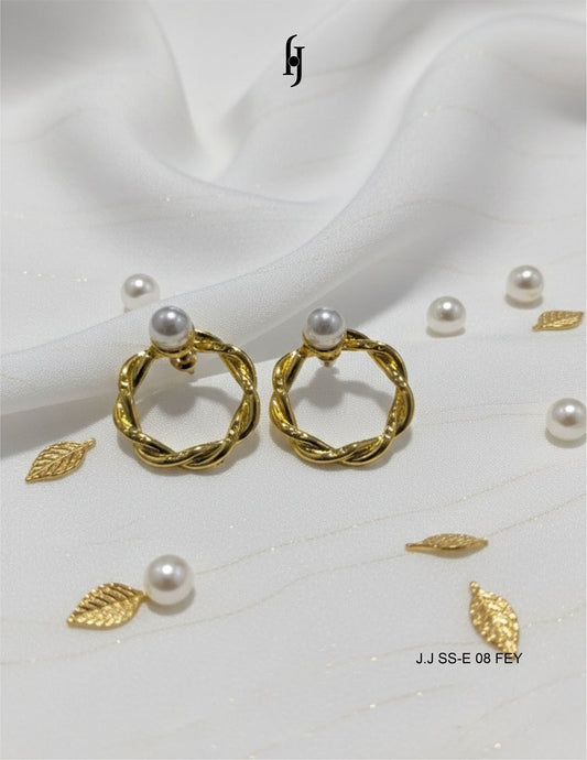 Twisted Halo Pearl Earrings