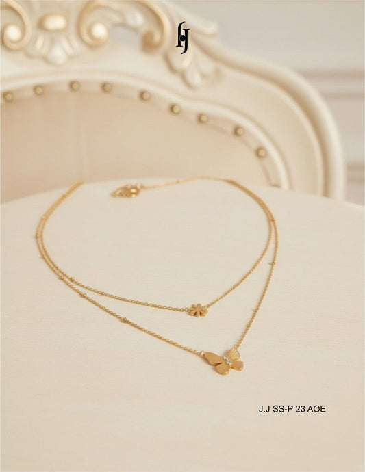 Whimsical Butterfly & Flower Layered Necklace