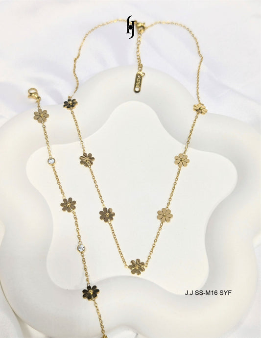 mini flower necklace and bracelet