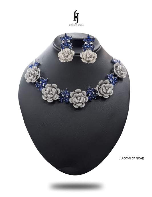 Floral American Diamond Necklace Set