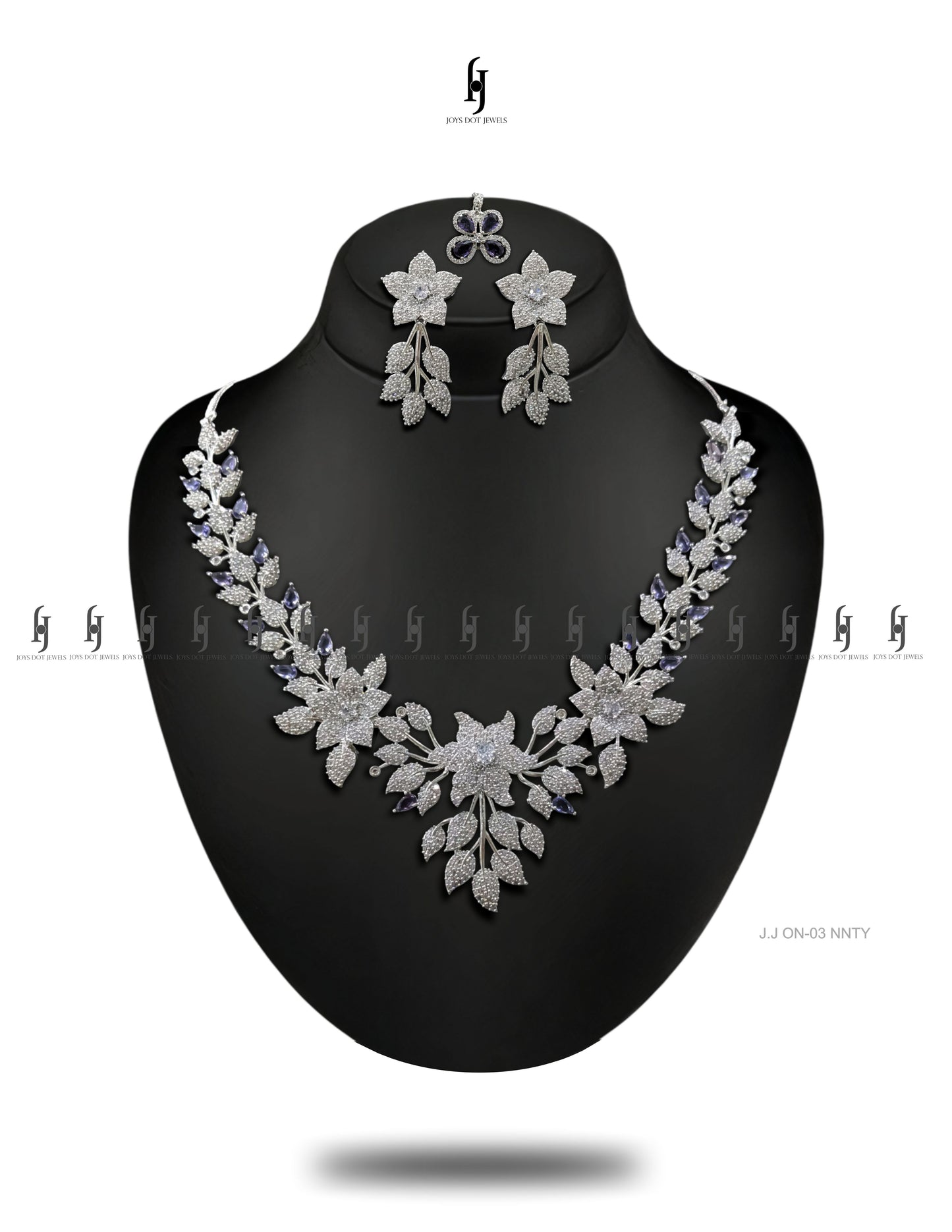 American Diamond / Floral and Leaf Design Necklace Set