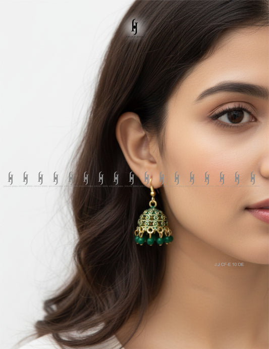 Vibrant Indian Jhumki with Beaded Accents