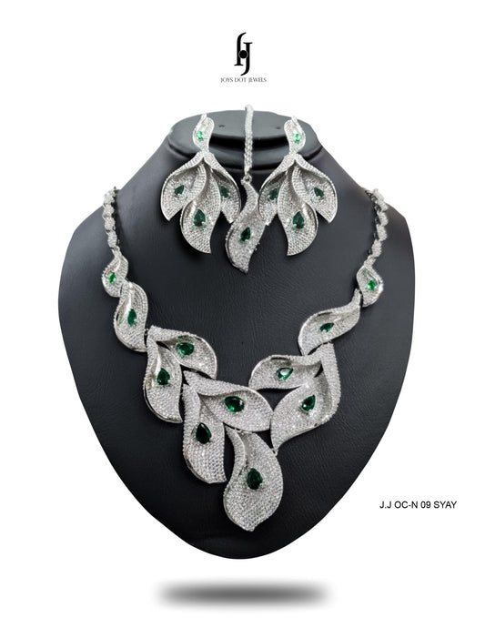 Vine Flower Crystal Bridal Necklace Set