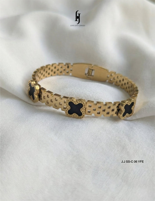 Three Leaf Clover Handcuff Bangle