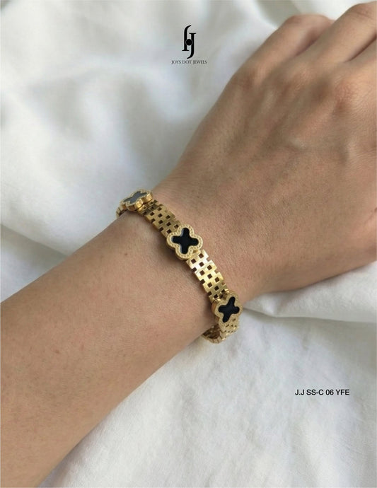 Three Leaf Clover Handcuff Bangle